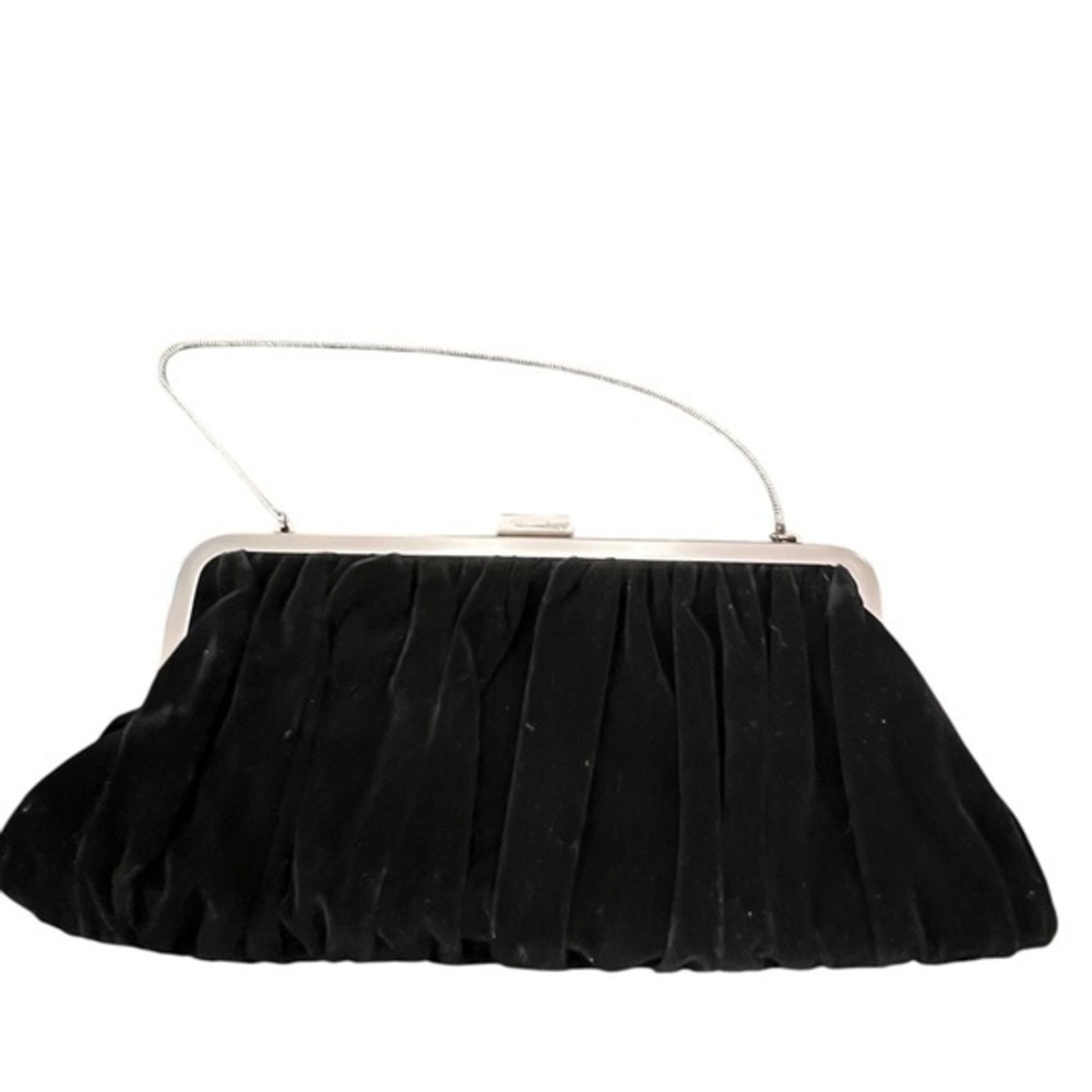 Mary Kay Evening Handbag Women Black Velvet Pink Lined Clutch Purse Satchel Bag